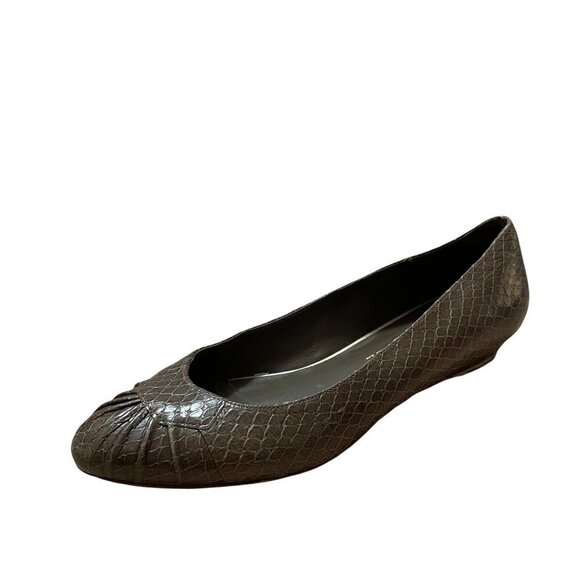 Loeffler Randall Women's Brown Leather Croc Embossed Vibram Ballet Flats Size 7 - Picture 1 of 7